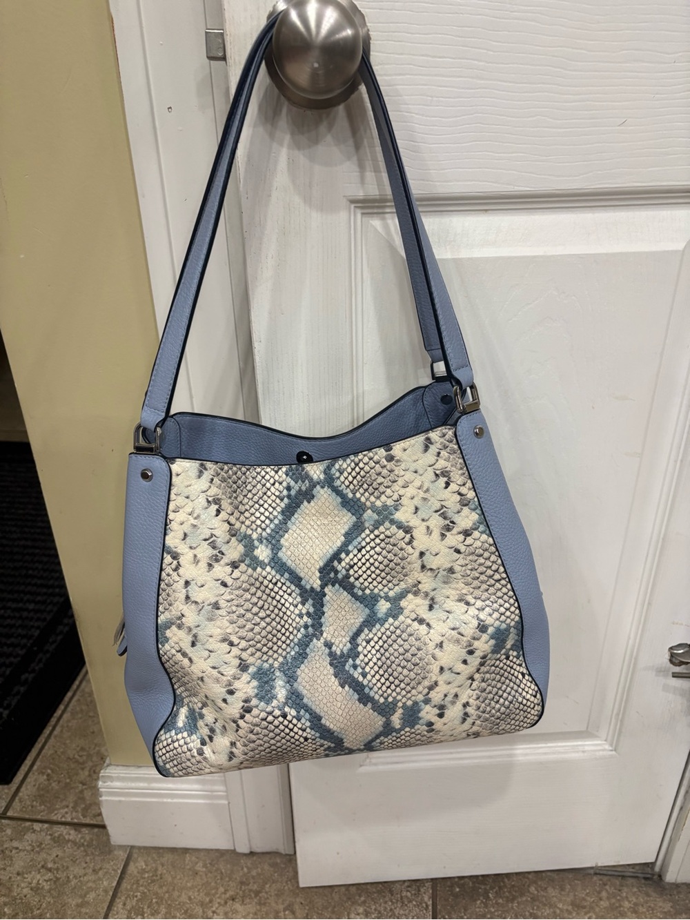 kate spade Light Blue Snake-Print Shoulder Bag
